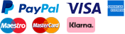 PayPal, Klarna, Visa, MasterCard, Maestro